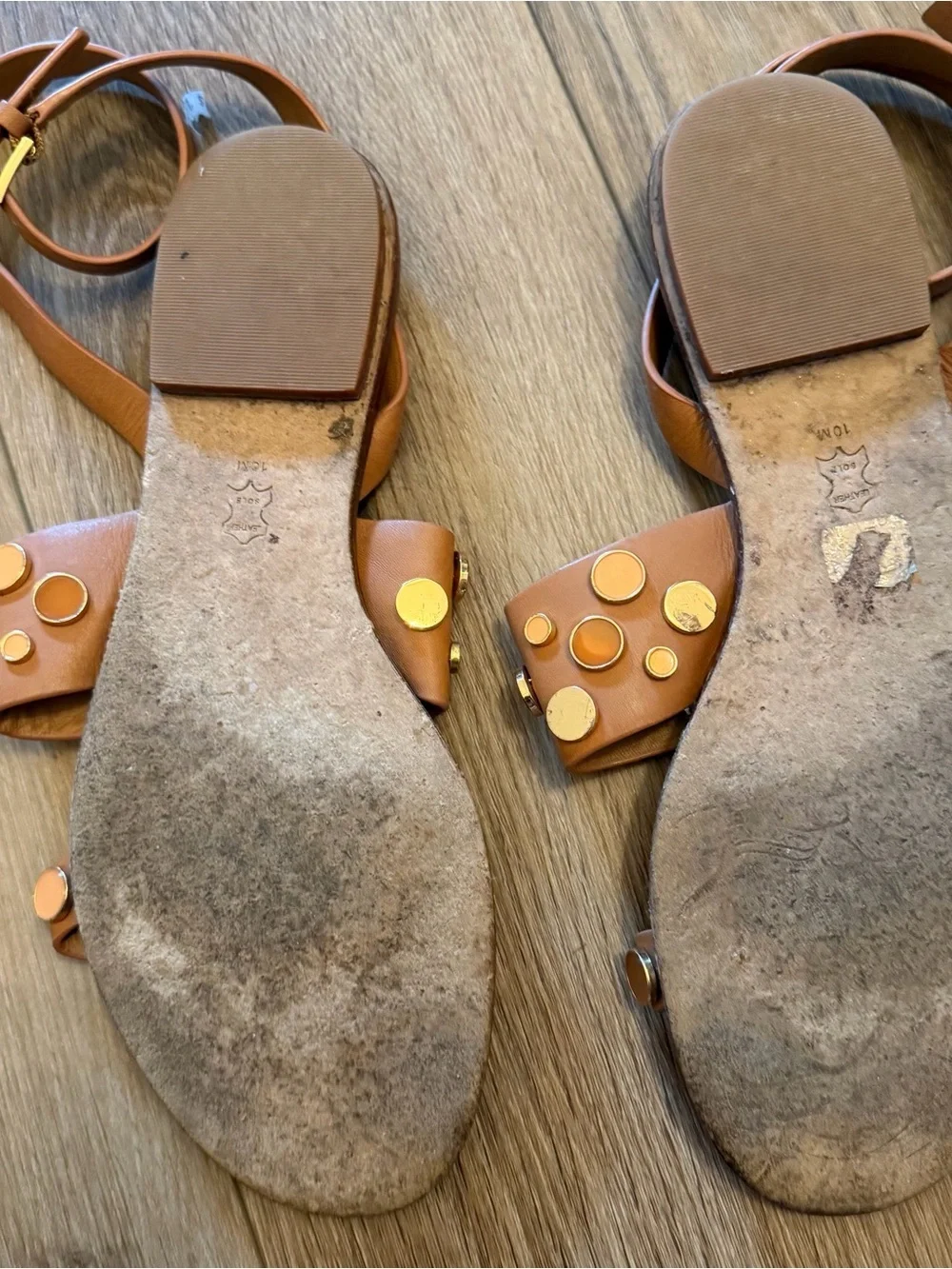Tory Burch Suki Tan/Brown Leather Sandals SIZE 10